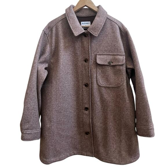 Old Navy New Camel Brown Soft Brushed Loose Fit Utility Shacket Size XL - Picture 2 of 13